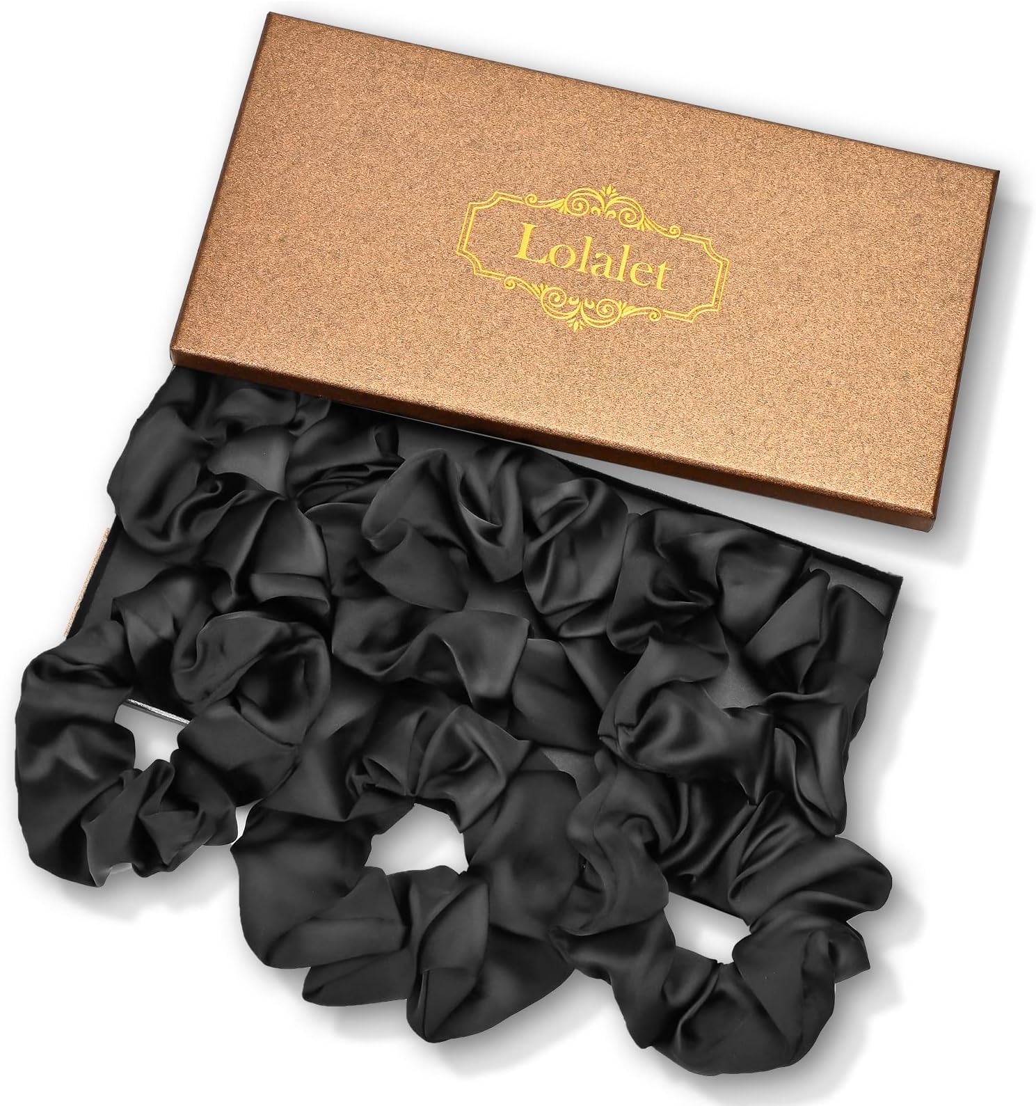 Lolalet Scrunchies for Women, Satin Hair Softer Than Silk Ties Sleep, Big Scrunchy Ponytail Holder with Elastic Bands Girls Thick Thin Curly -6 Pack, Style F