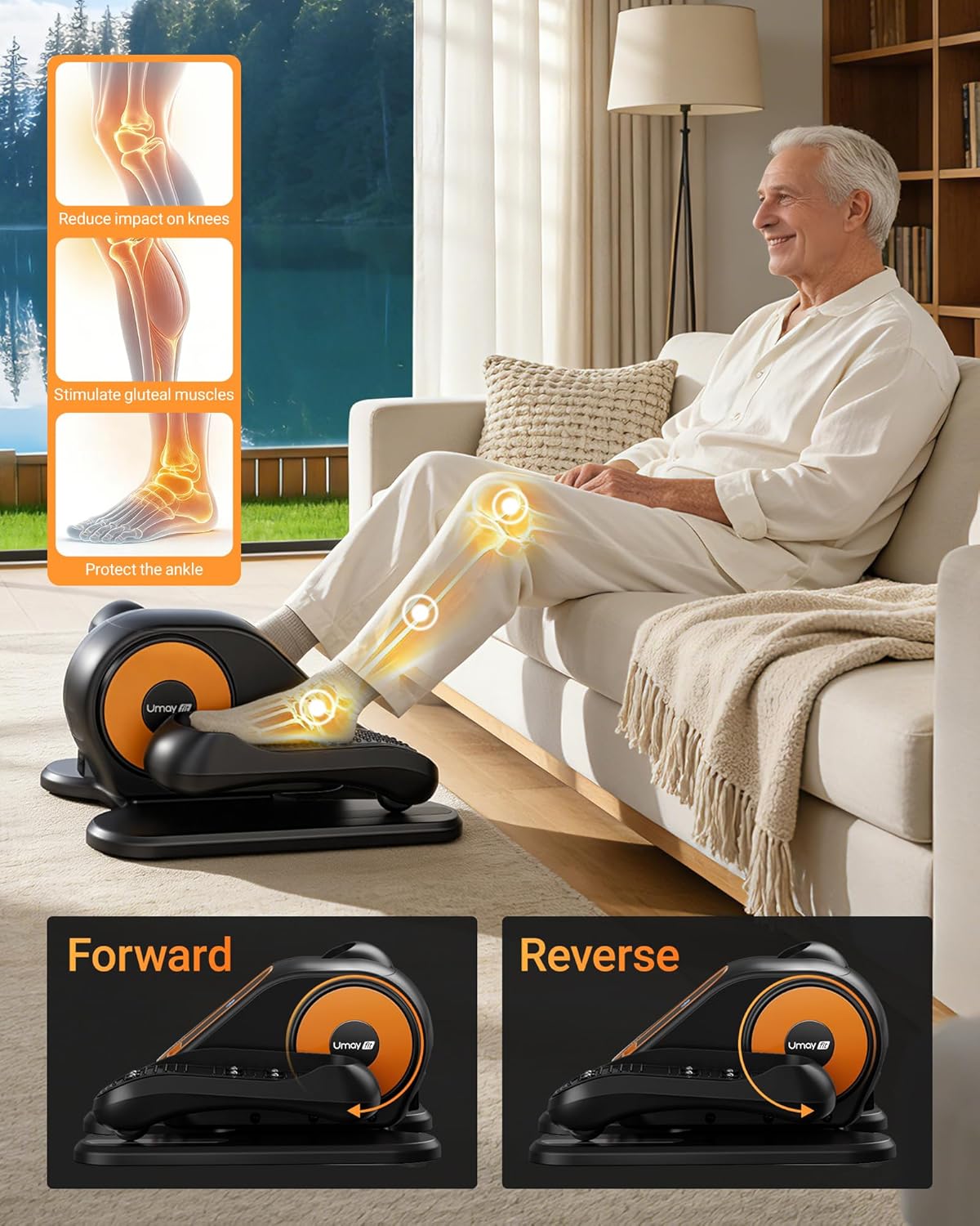 Under Desk Elliptical Machine, Electric Leg Exerciser for Seniors, Quiet & Portable Electric Seated Eclipse Exercise Training Machine with Remote, 12 Speeds & Mute Function, Manual & Auto Mode - Image 5