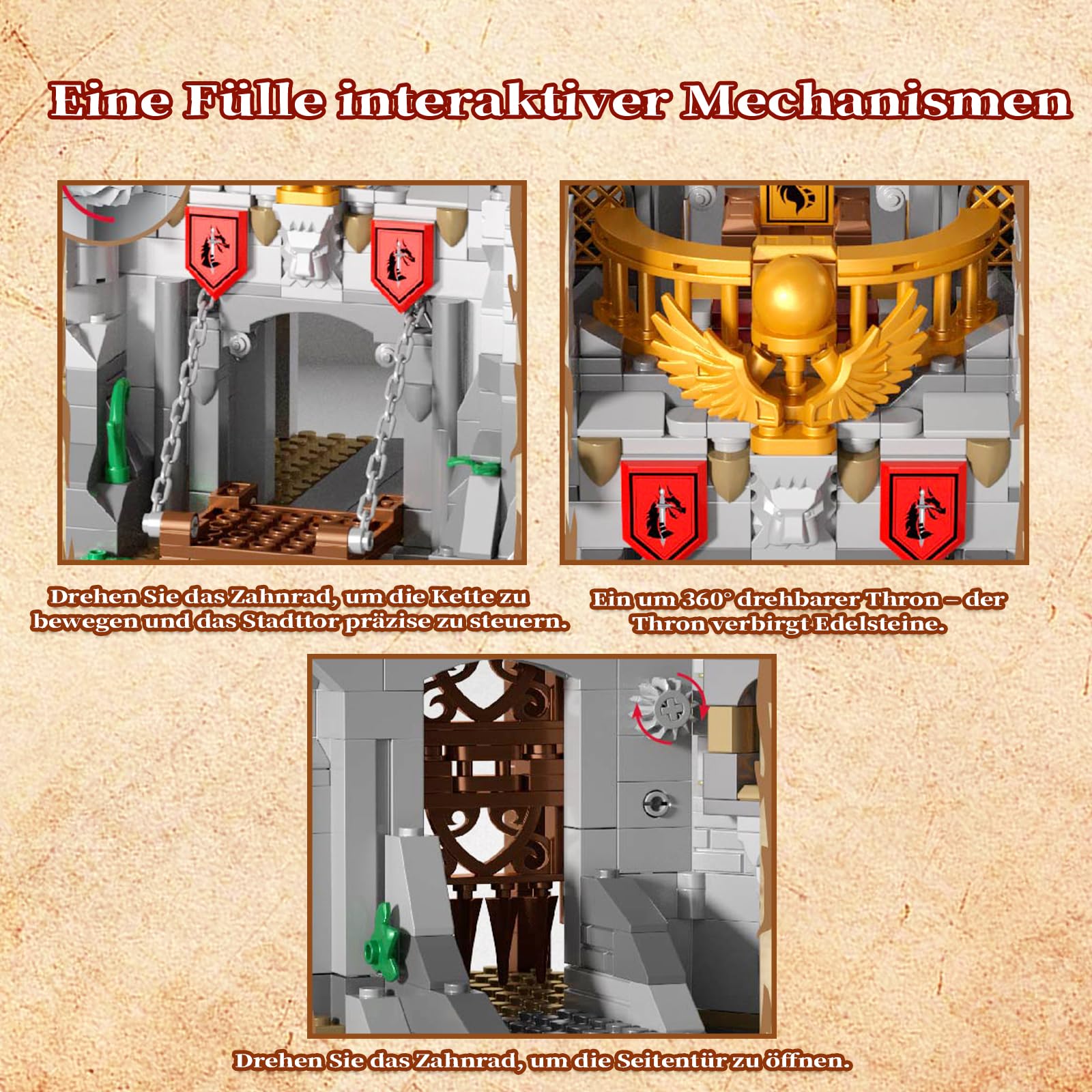 2 in 1 Mittelalter Ritterburg Bausteine Set, Klemmbausteine Haus Schloss Architektur Castle Modular Building für Erwachsene (2484 Teile)
