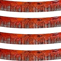 Vista 16 de Paquete de 4 unidades de guirnalda de flecos de papel de aluminio dorado de 40 pies total, bandera de oropel metálica, cortinas para colgar