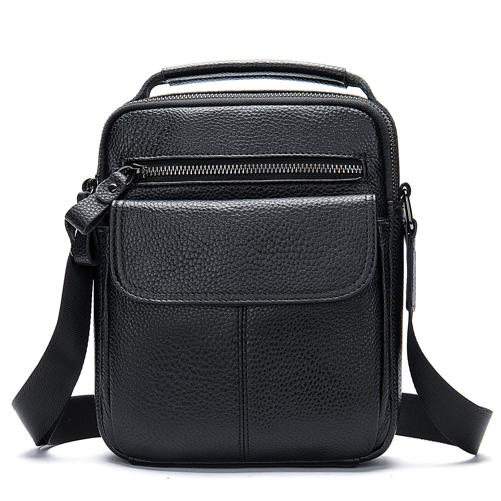 NIUCUNZH Man Purses and Bags Small Mini Genuine Leather Messenger and Shoulder Bag for Men with lots of