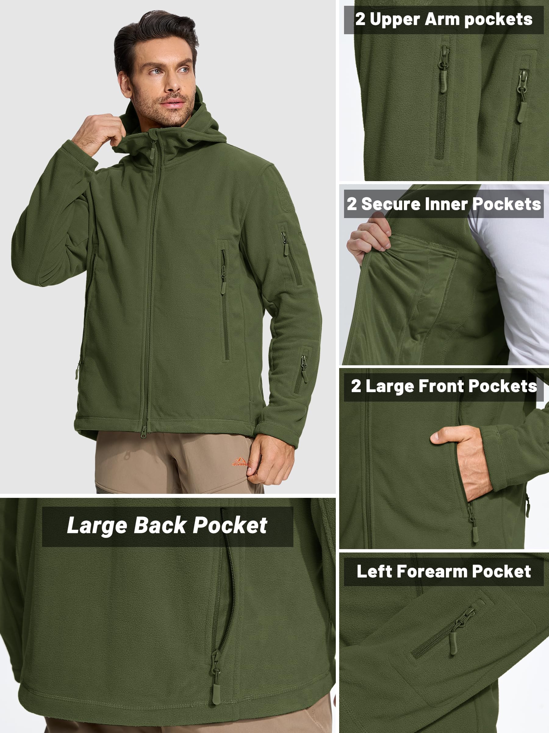 TACVASEN Chaqueta Militar Caliente para Hombre a Prueba de Viento Fleece Jacket