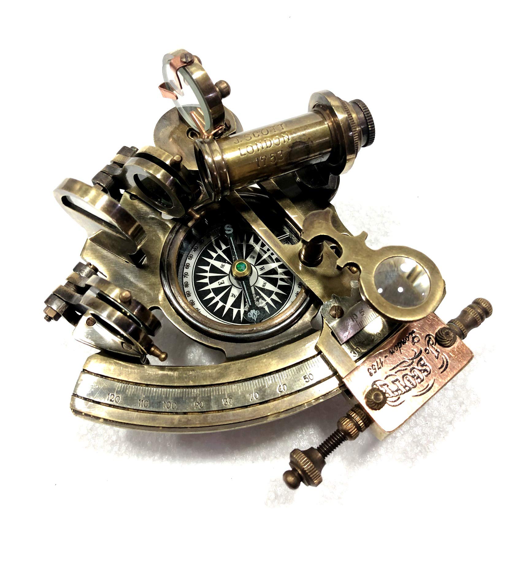 Bussola nautica antica nautica sestante vintage Marine Astrolabio Ship's Instruments con scatola di legno