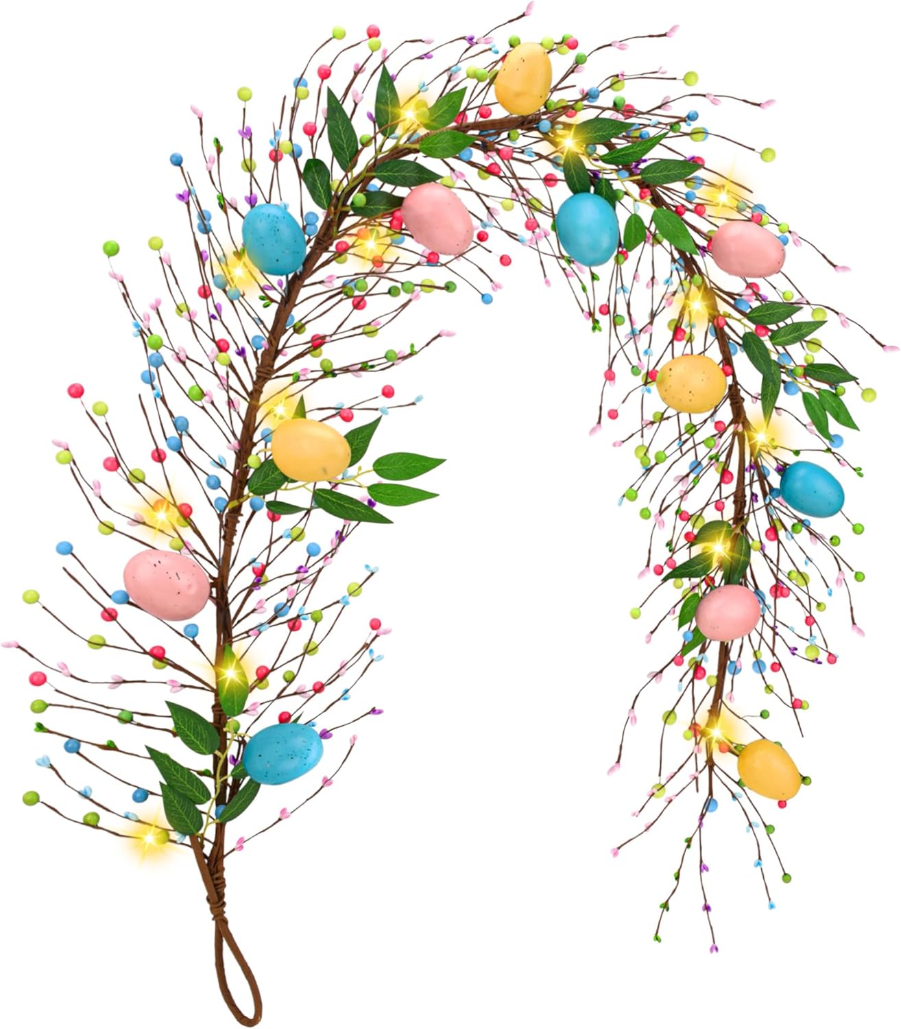 Aucurwen 6 FT Lighted Easter Garland, Artificial Easter