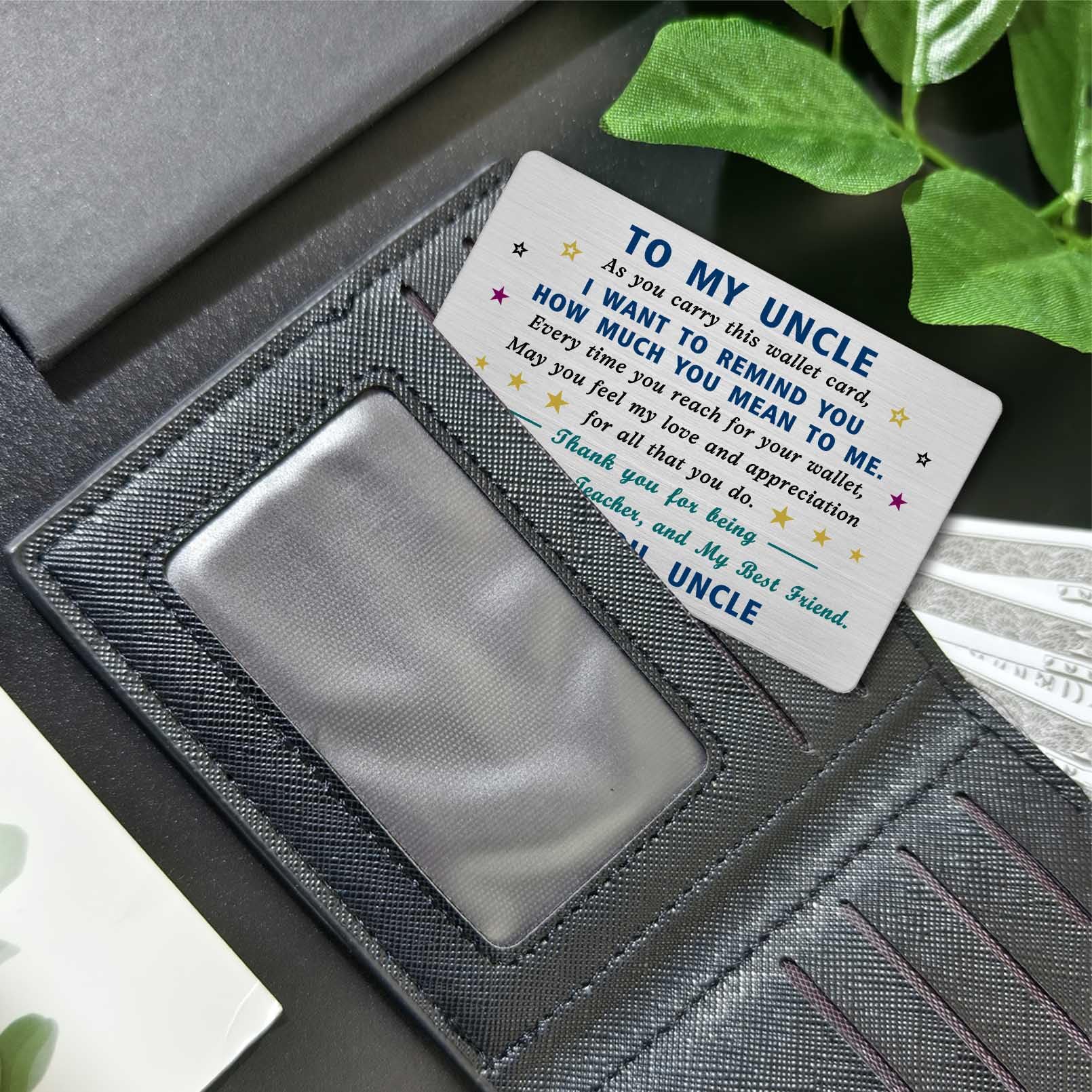 Onkel-Geschenk – Edelstahl-Brieftaschenkarte Mit Gravur | Dankeskarte Für Vatertag, Geburtstag