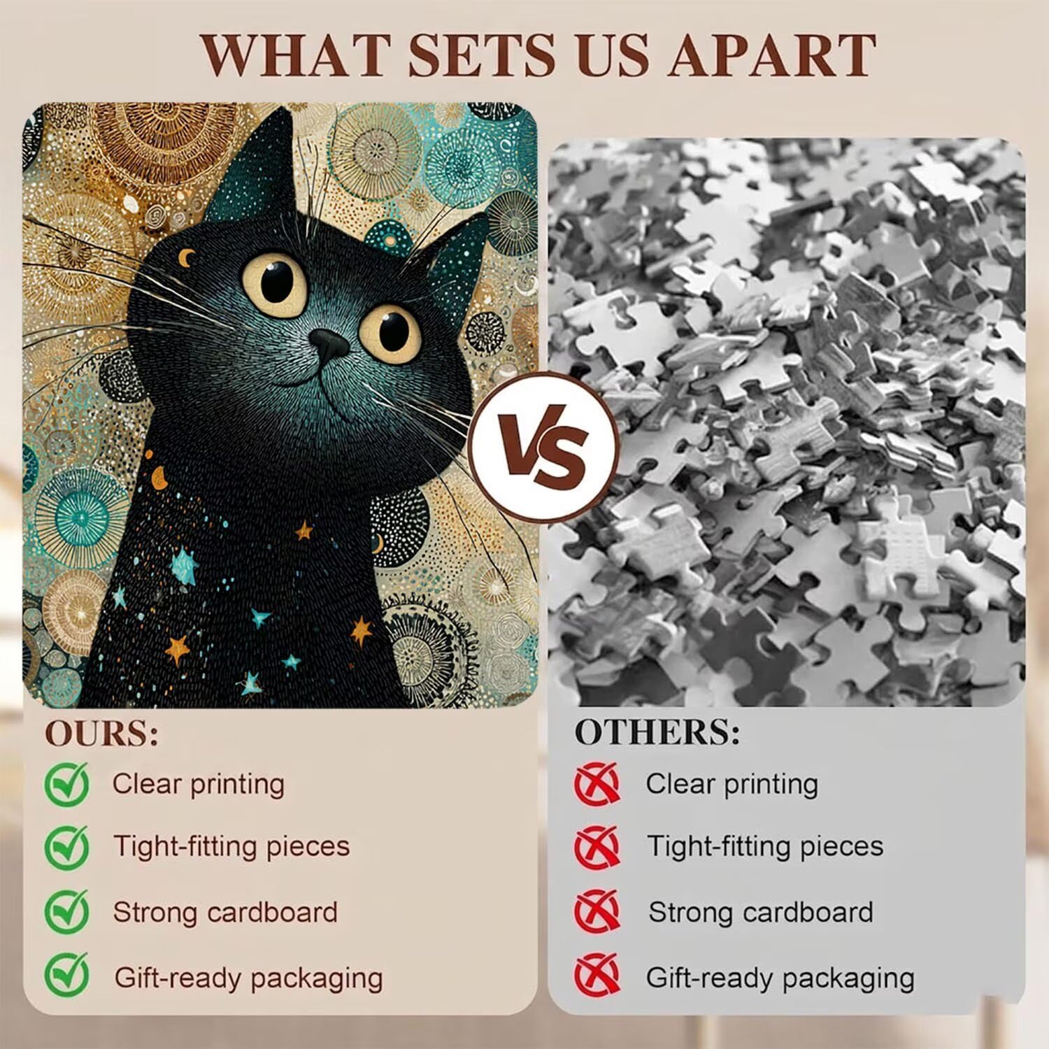 gatto nero-2 Puzzle 5000 Pezzi per Adulti, Puzzle in Legno - Collezione Classica con Poster Incluso - Sfida di Concentrazione e Passatempo Antistress, Gioco Educativo per Famiglia, 156 x 105 cm f0-704
