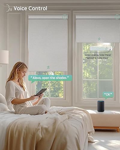Miniatura 8 de Yoolax Persianas motorizadas con control remoto, persianas inteligentes opacas de tela motorizada funcionan con Alexa, persianas automáticas