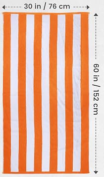 Utopia Towels Cabana Beach Towels, 4 Pack, 30x60 in, Cotton, Striped Orange | Oversized Lightweight Ring Spun Cotton Beach Towels for Pool & Swim Days - Soft, Quick-Drying, Modern Striped Design