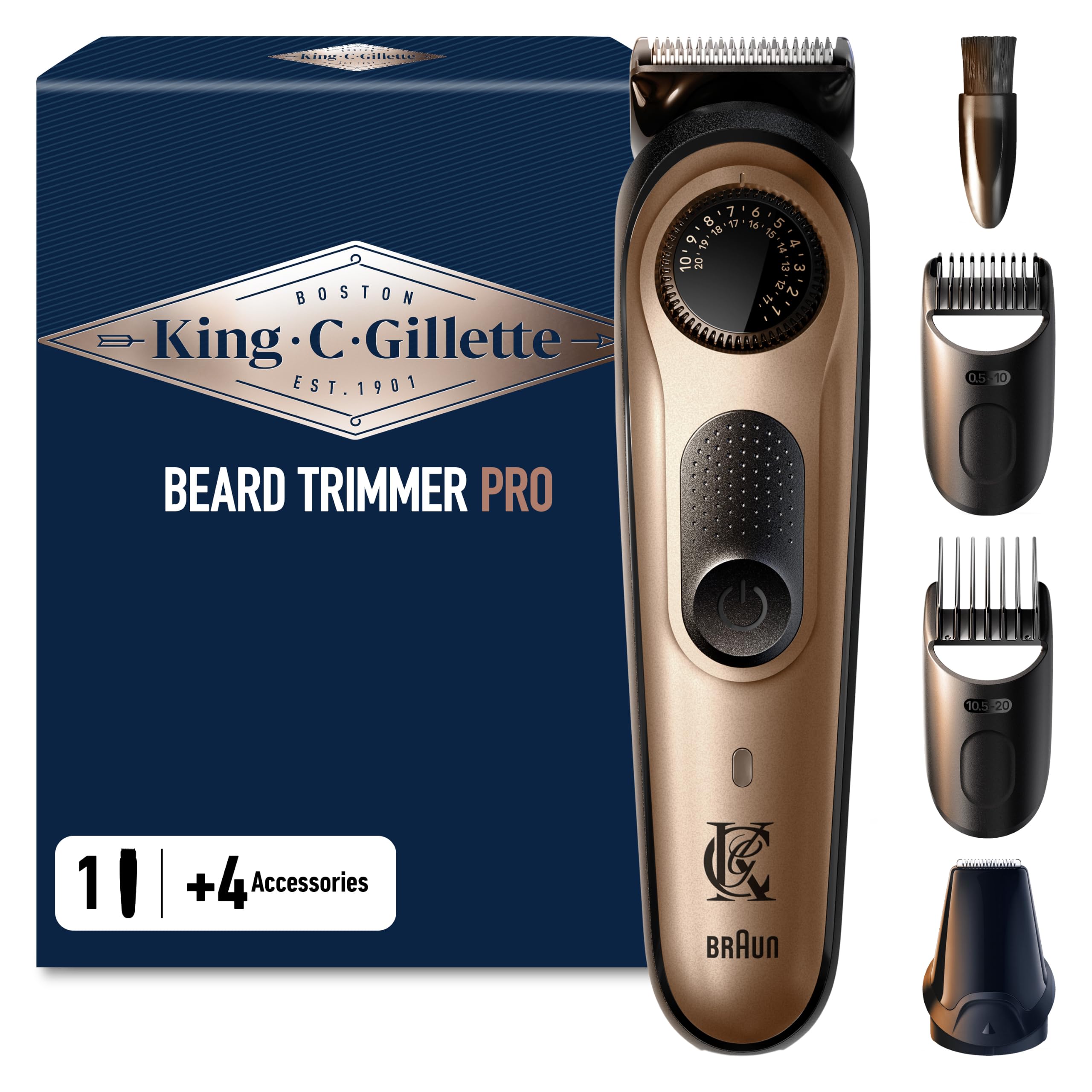 King C. Gillette Recortadora de barba Pro con rueda de precisión para 40 longitudes de barba para hombre