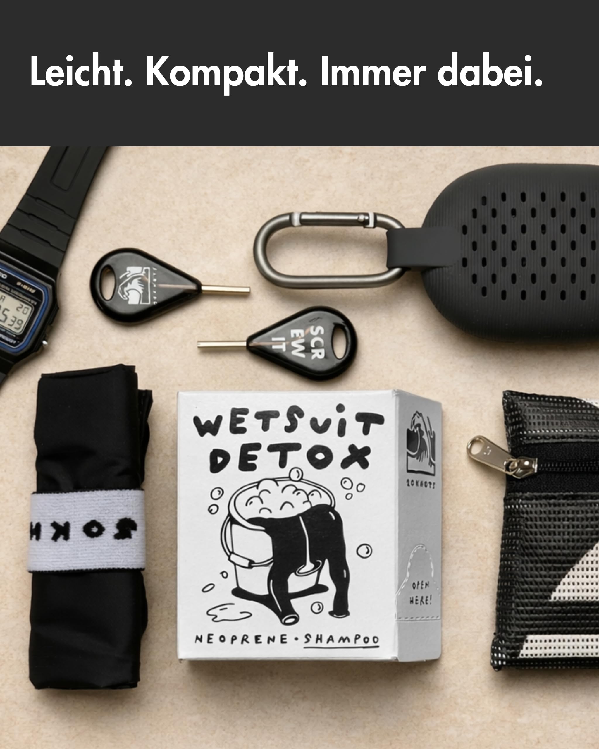 Wetsuit Detox – Neopren Waschmittel Pulver Sticks, 12 Wäschen, Plastikfrei | Pulver statt Flüssig, entfernt Gerüche an der Ursache, ohne Duftstoffe & Enzyme, produziert in Deutschland