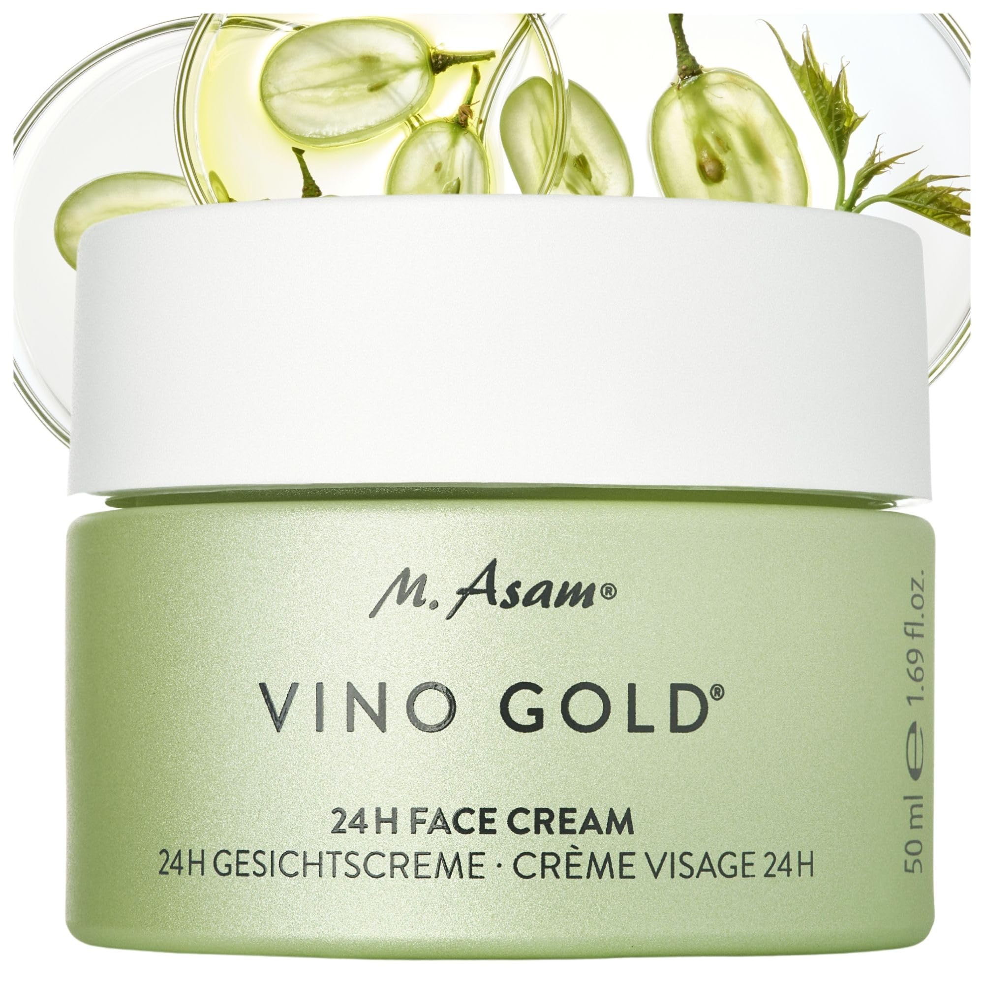 M. Asam VINO GOLD 24h Gesichtscreme (50 ml) – 24h Tagescreme & Nachtcreme gegen Linien & Fältchen, starker Schutz vor vorzeitiger Hautalterung, Anti-Aging, vegane Feuchtigkeitscreme