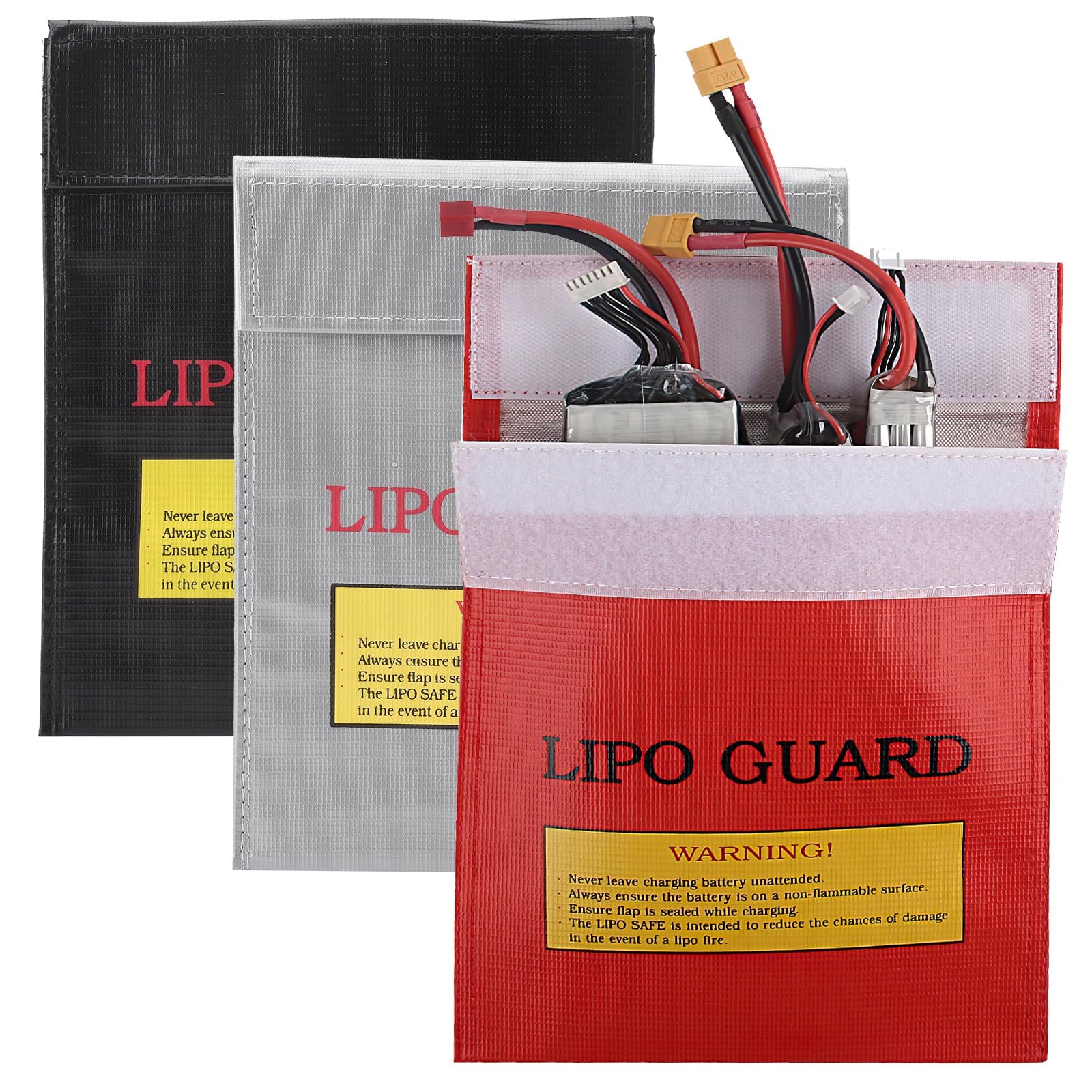 TNSLAND 3 sztuki ogniotrwałych i wodoszczelnych sejfów Lipo Safety Bag torba na baterie, ognioodporna torba na dokumenty, etui, pojemnik, torba na baterie, ochrona przed wybuchem