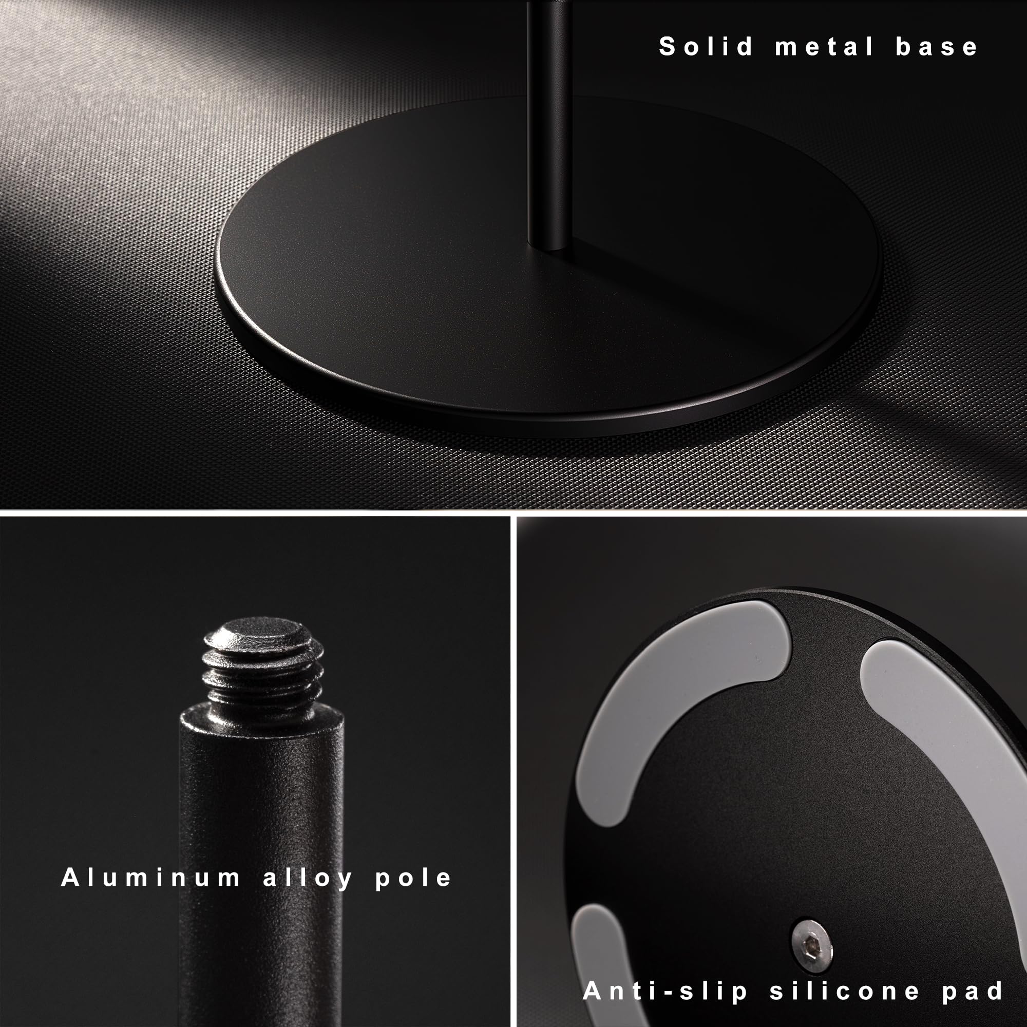 Supporto per Cuffie, Porta Cuffie Legno di Noce e Alluminio, Stand Headset da Gaming Noce Naturale con Base Solida, Adatto a Cuffie di Tutte le Dimensioni (Nero)