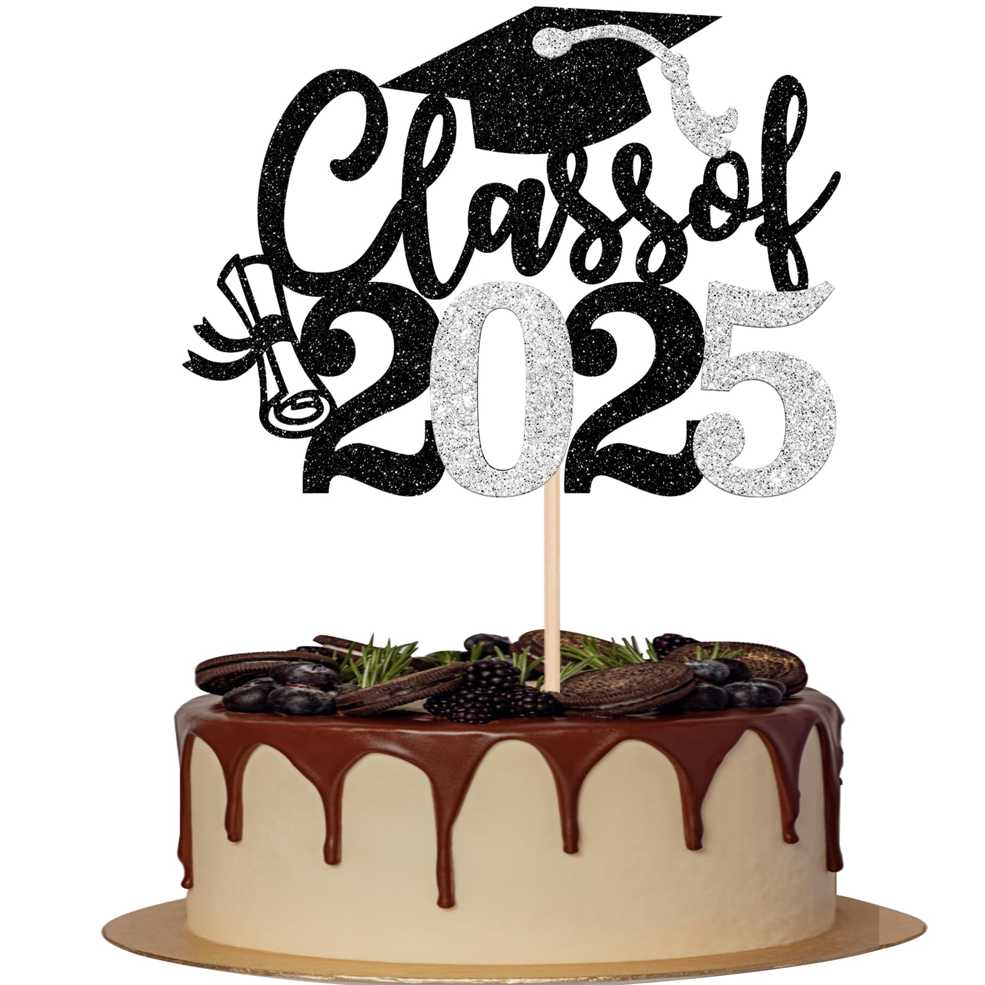 1 PCS Class of 2025 Cake Topper 2025 Graduation Cake Topper 2025 Congrats Grad Cake Decoration Diploma Grad Cap Cake Pick for 2025 School Graduation