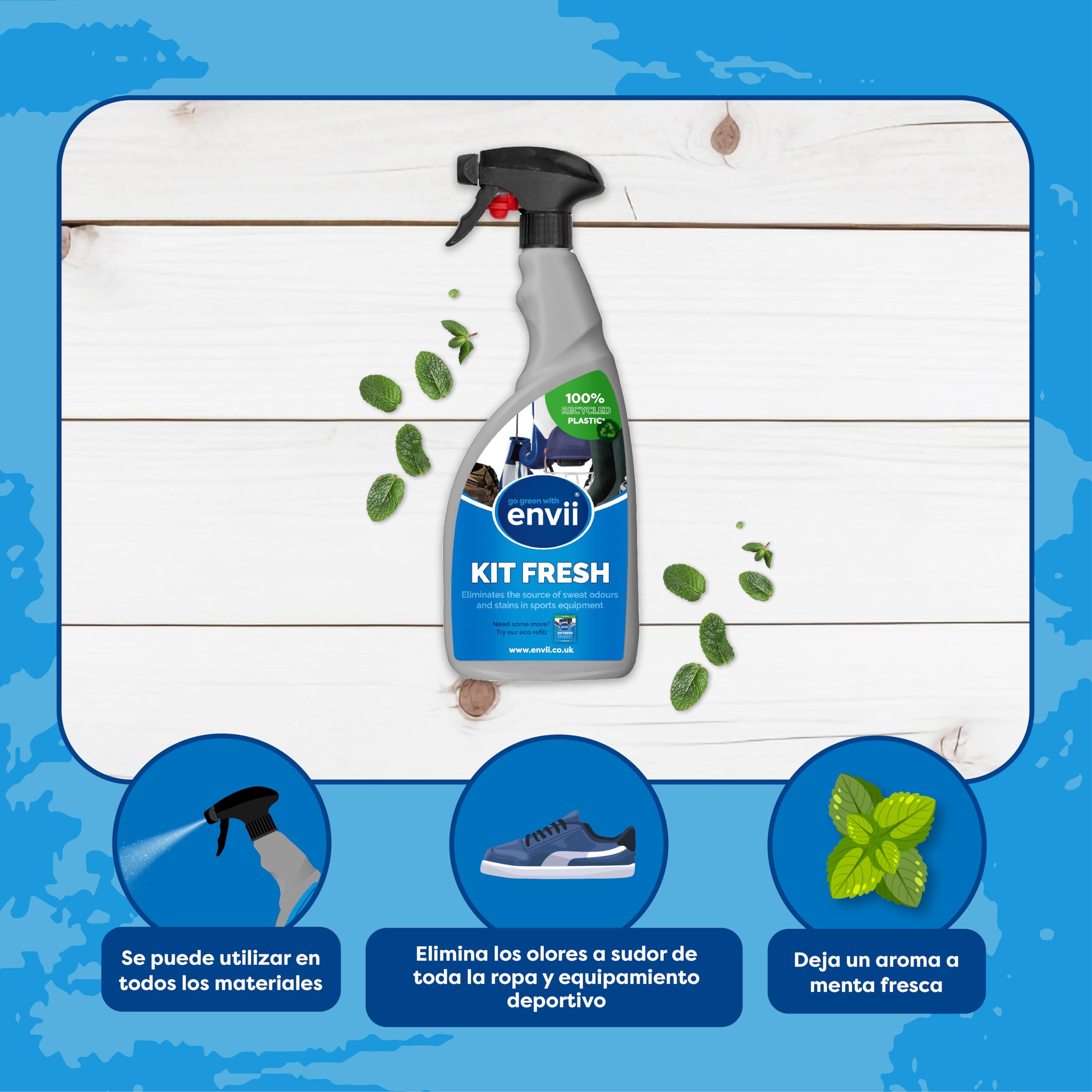 Envii Kit Fresh - Ambientador y Desodorante Enzimatico Zapatos, Guantes Boxeo, Calzado y Zapatillas Deportivas - Eliminar Mal Olor Zapatillas… (750 ml)