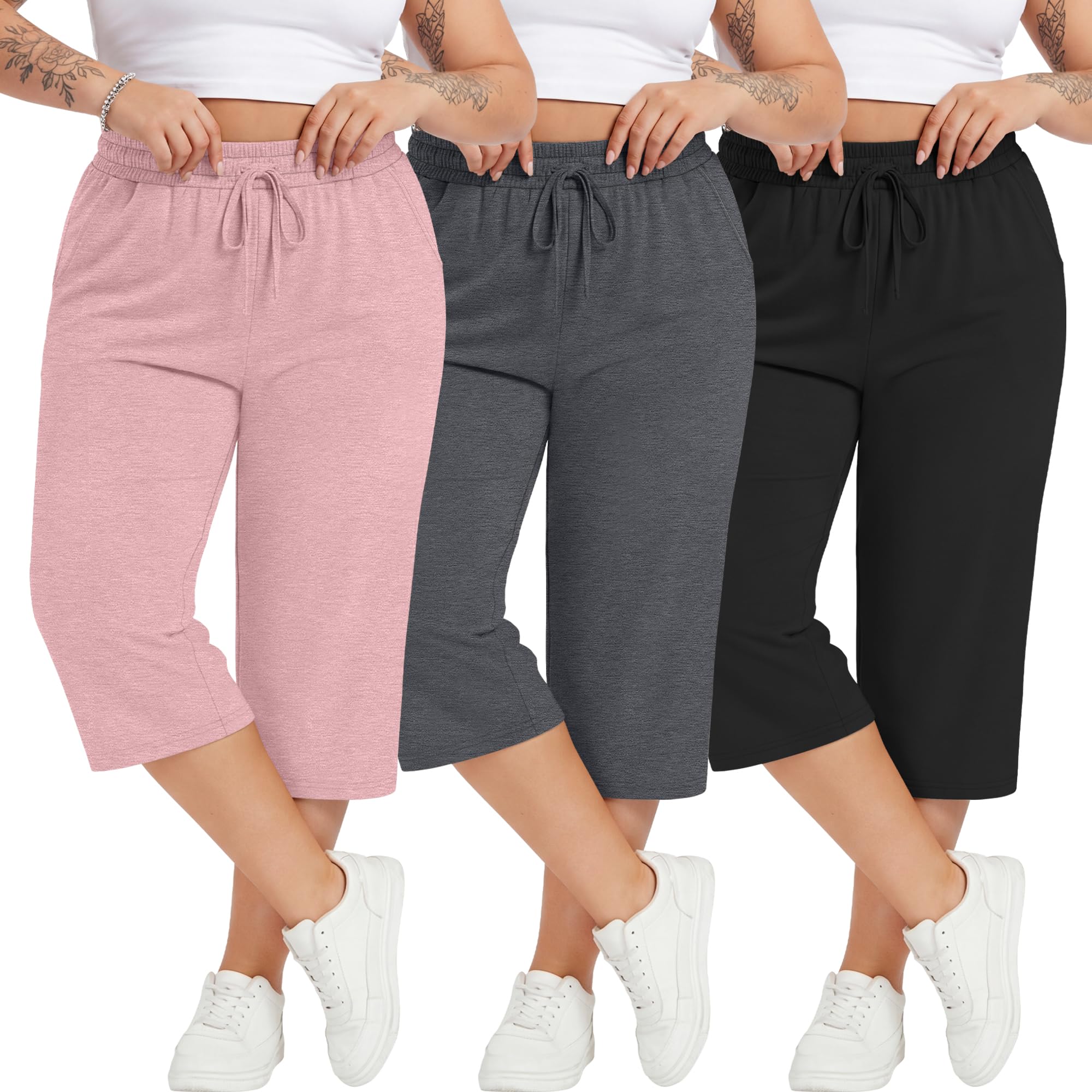 Neer 3 Pack Plus Size Cotton Capris