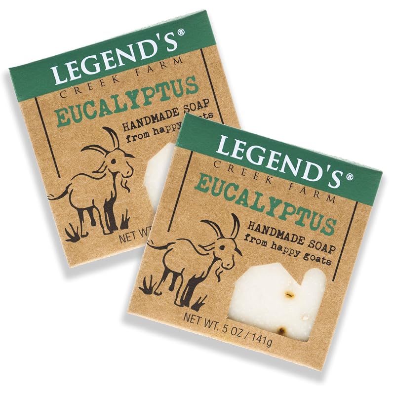 Sabonete em barra de leite de cabra Legend's Creek Farm com fragrância de eucalipto para mãos e corpo, 5 oz, pacote com 2