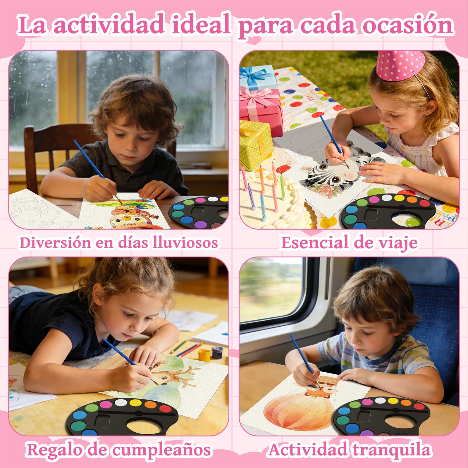 Elfew Pintura con Acuarelas para Ninos de 4 A 8 Anos, Libro para Colorear con Acuarelas, Juego de Acuarelas, Regalos para Niñas y Niños