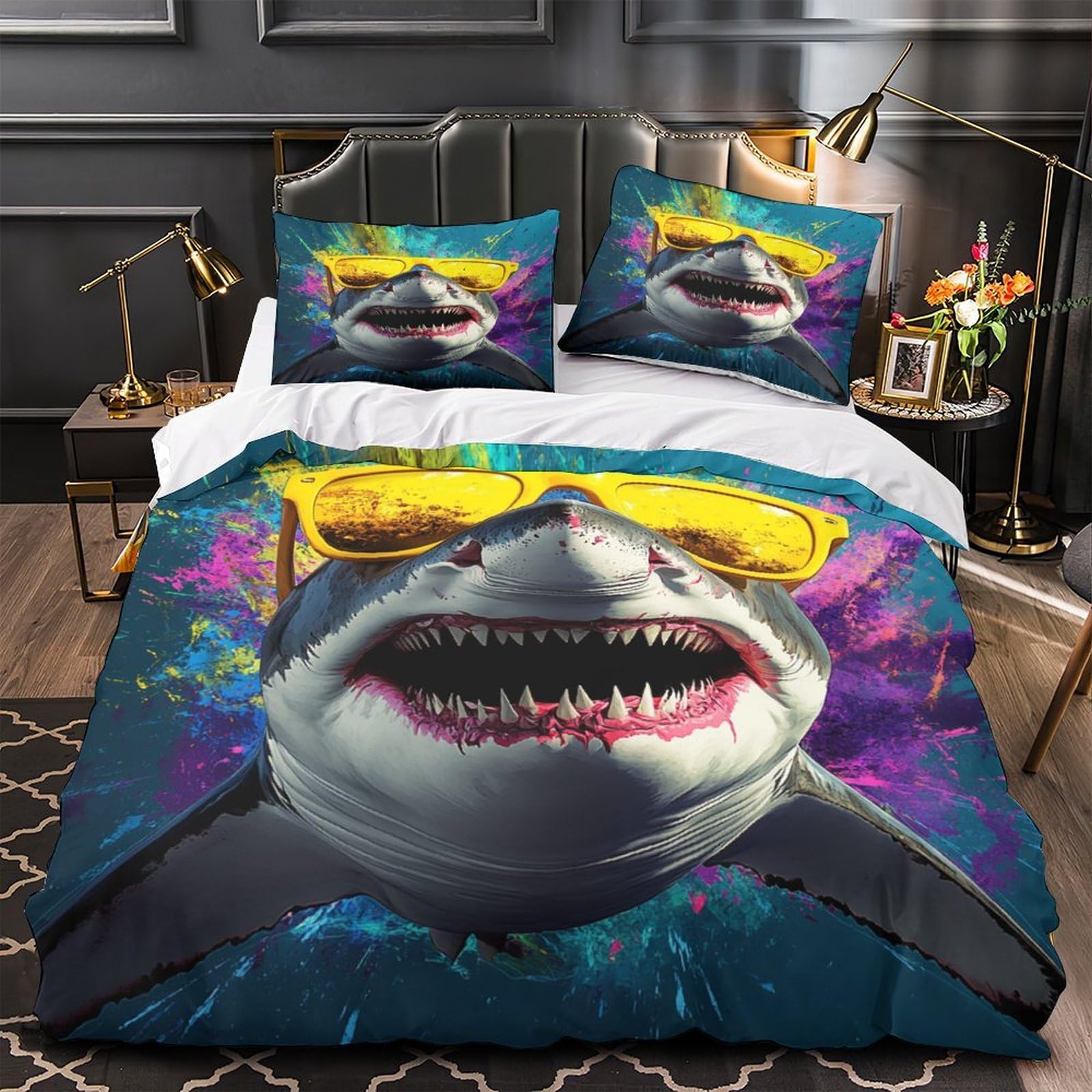 Housse de couette requin 3D déco chambre ado pop Super King