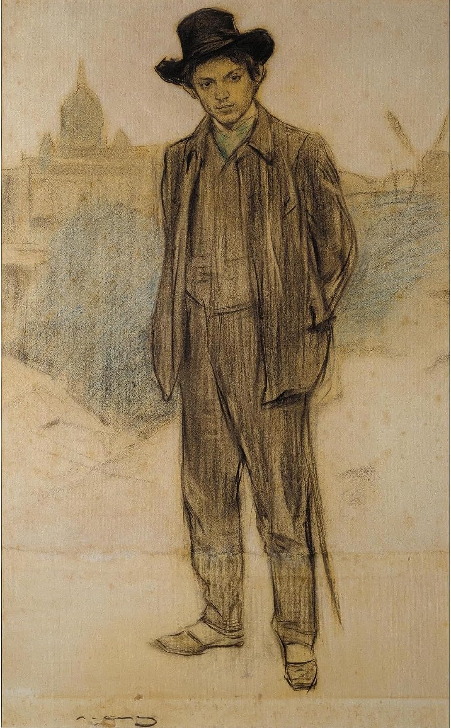 ArtDirect Portrait of Pablo Picasso (circa 1900) Unframed Art Print Giclee Poster by Ramón Casas - Ready for Framing with Customization Sizes 6x10, 9x14, 12x20, 22x36, 30x48 and 37x60 inches