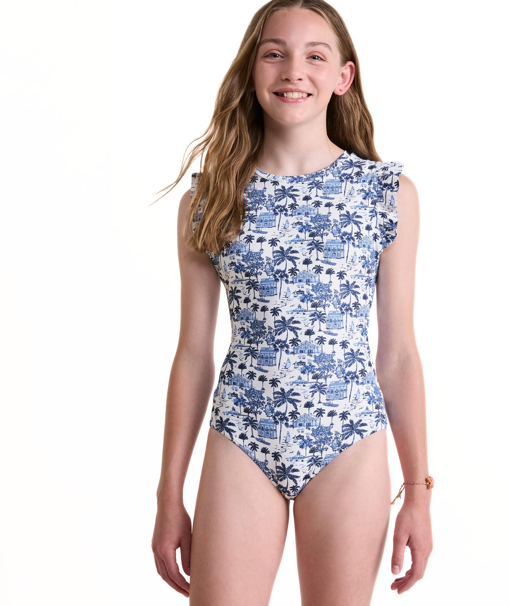 vineyard vines Girls' Girls' Ruffle Scoopneck One-piece