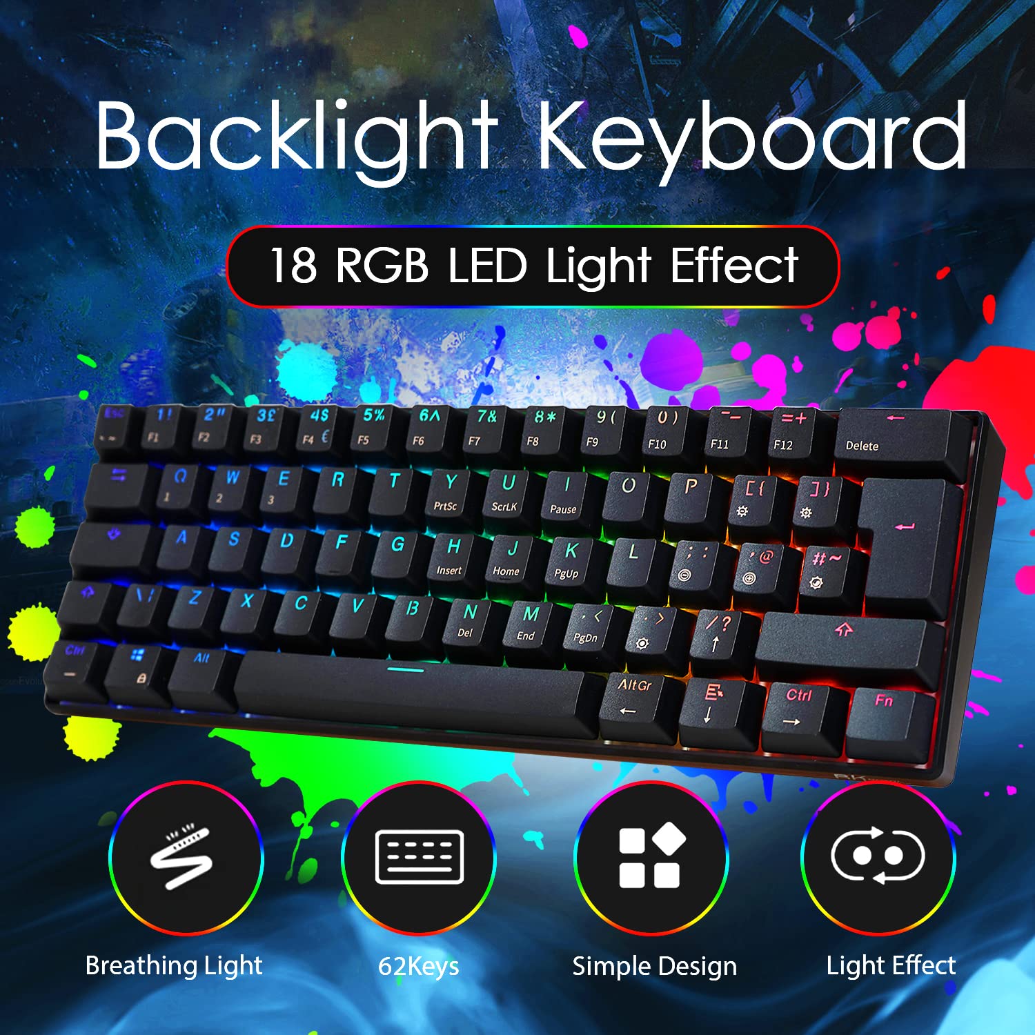 RK ROYAL KLUDGE RK61 60 2.4Ghz Wireless/Bluetooth/Wired Mechanical