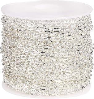 سلسلة كيبل بيضاوية مسطحة من النحاس غير المصقول بطول 10 متر من جازيل، بكرة ربط غير ملحومة 3.3 × 2.6 ملم للنساء والرجال لصنع القلائد والاساور والمجوهرات، لوازم كبيرة لمشاريع الحرف اليدوية المخصصة