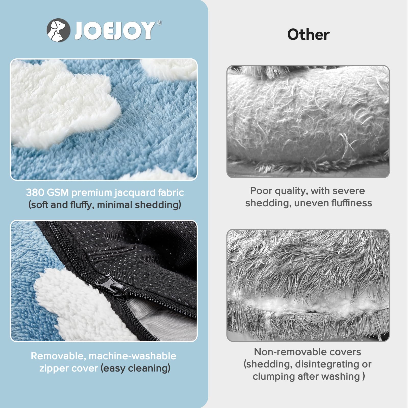 JOEJOY Donut Beruhigendes kleines Hundebett, rundes Katzenbett für Hauskatzen mit abnehmbarem, waschbarem Bezug, 58 cm, orthopädisches, niedliches Welpen-Kätzchen-Haustierbett mit Jacquard-Plüsch