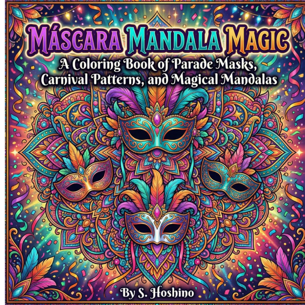 Máscara Mandala Magic: A Coloring Book of Parade Masks, Carnival Patterns, and Magical Mandalas