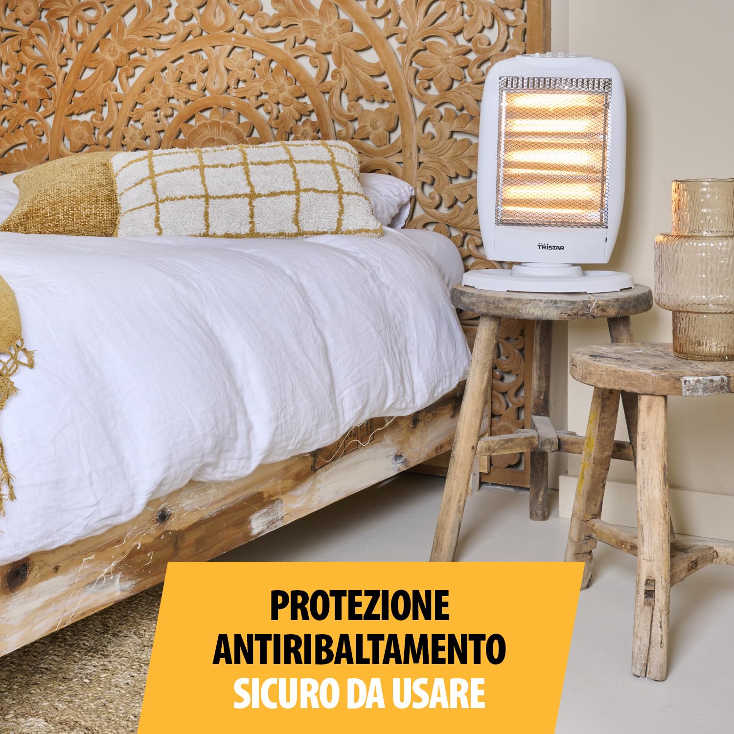 Tristar Radiatore elettrico booster KA-5129 - Alogeno - 3 impostazioni di potenza - Oscillante - 1200 W max Grigio