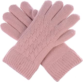 BSB Unisex Winter Toasty Warm Solid Fleece Lined Knit Gloves