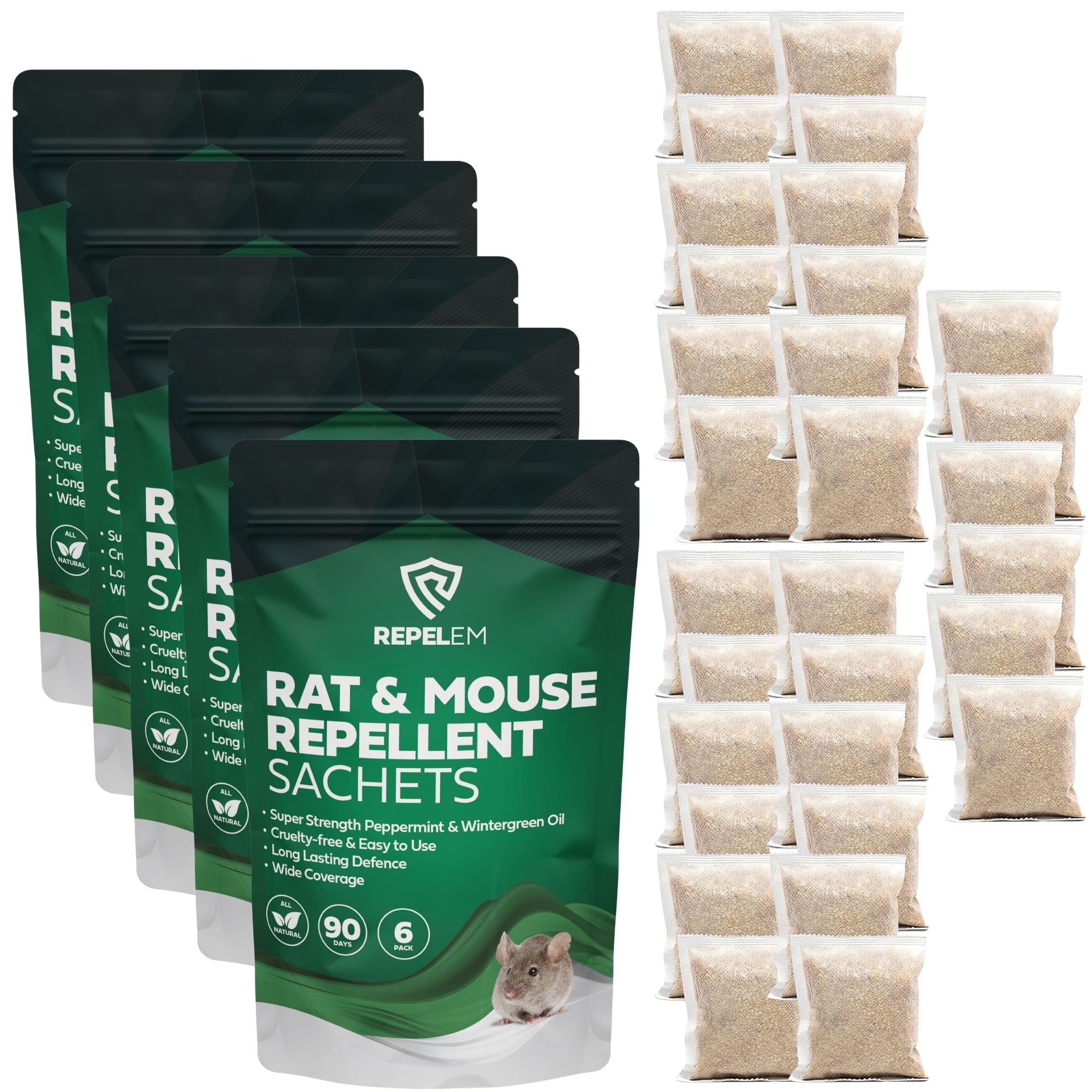 REPELEM Rat and Mouse Repellent Peppermint Oil Bags - Natural Mouse Repellent and Rat Deterrent for Homes, Cars and Caravans, Long-Term Cruelty-Free Alternative to Rat Poison (30-image-43