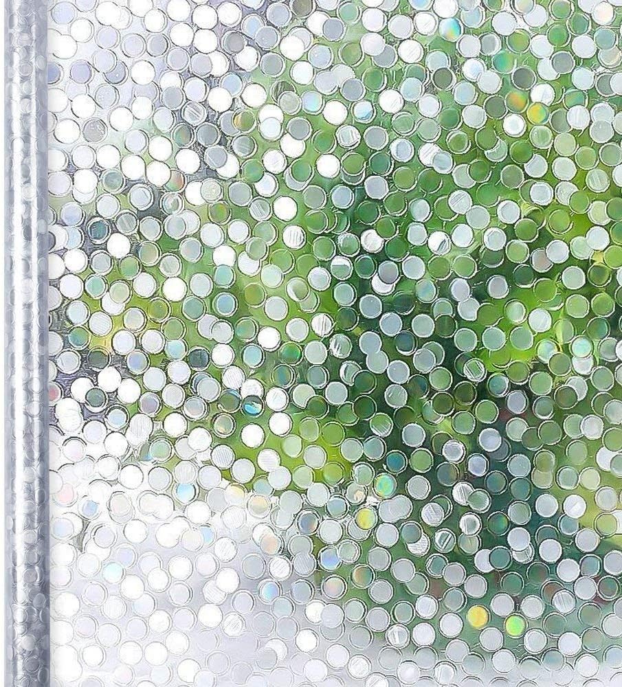 Homein Window Film Privacy, 3D Clear Circle Decorative Stained Glass Window Film Removable Self Adhesive Glass Sticker Static Cling Window Paper for Kitchen Office 17.5x78.7inches