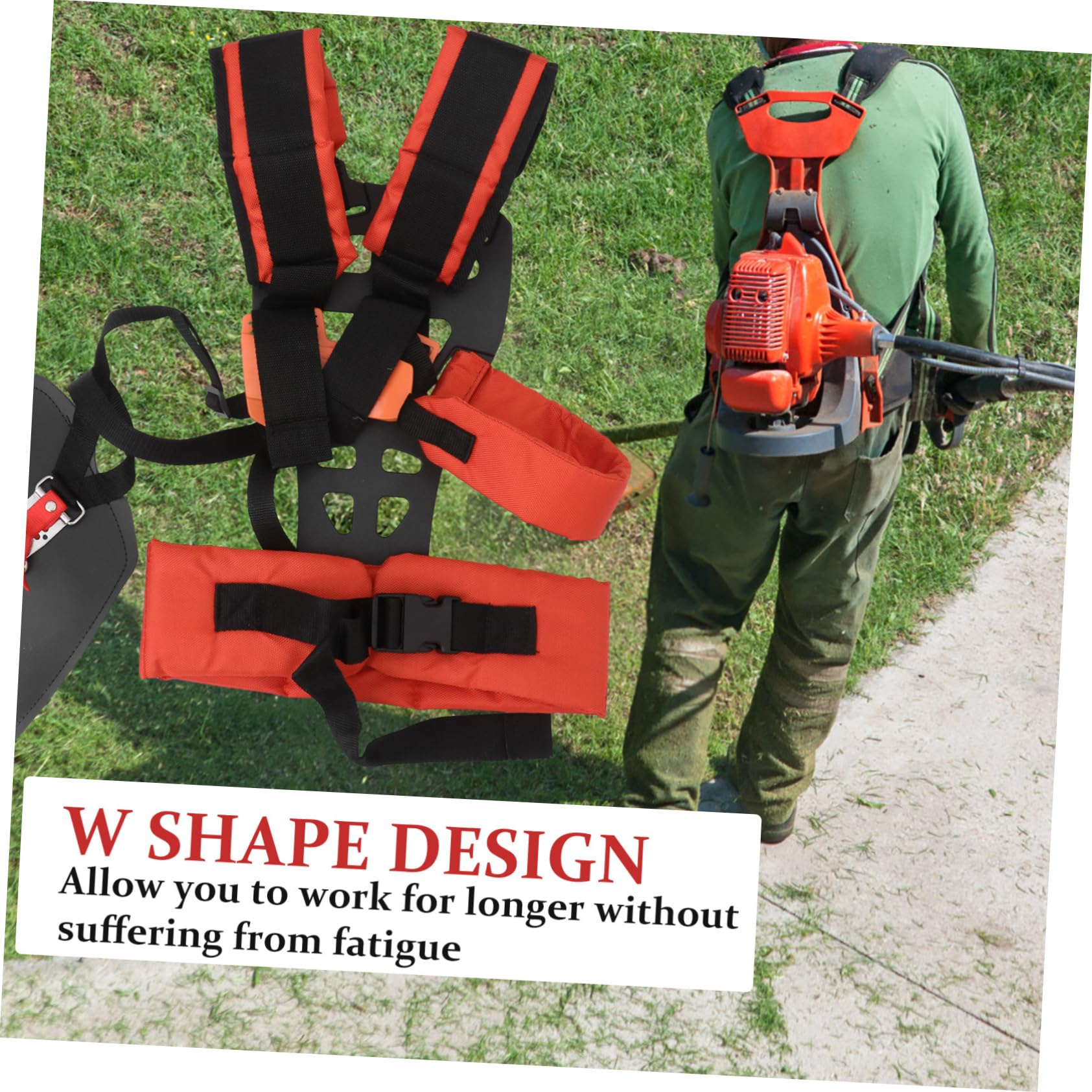 BESPORTBLE Cinghia Doppia Spalla a Forma di W Imbottito Arancione per Decespugliatore e Potatore da Giardino Comoda e Resistente per Uso Esterno