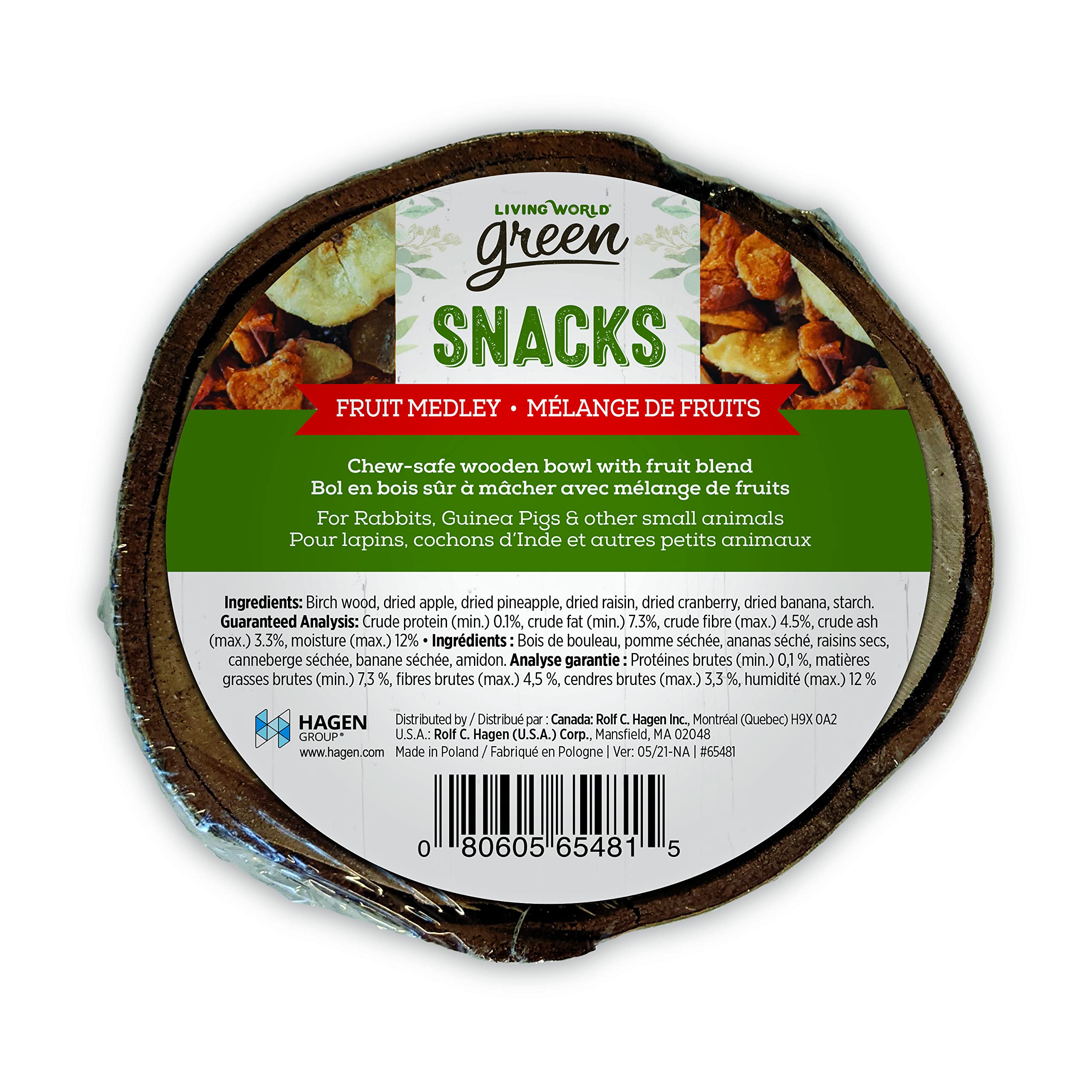 Living WorldGreen Snack Bowl, 2-in-1 Snack Feeder and Chew Toy for Small Animals, Fruit Medley