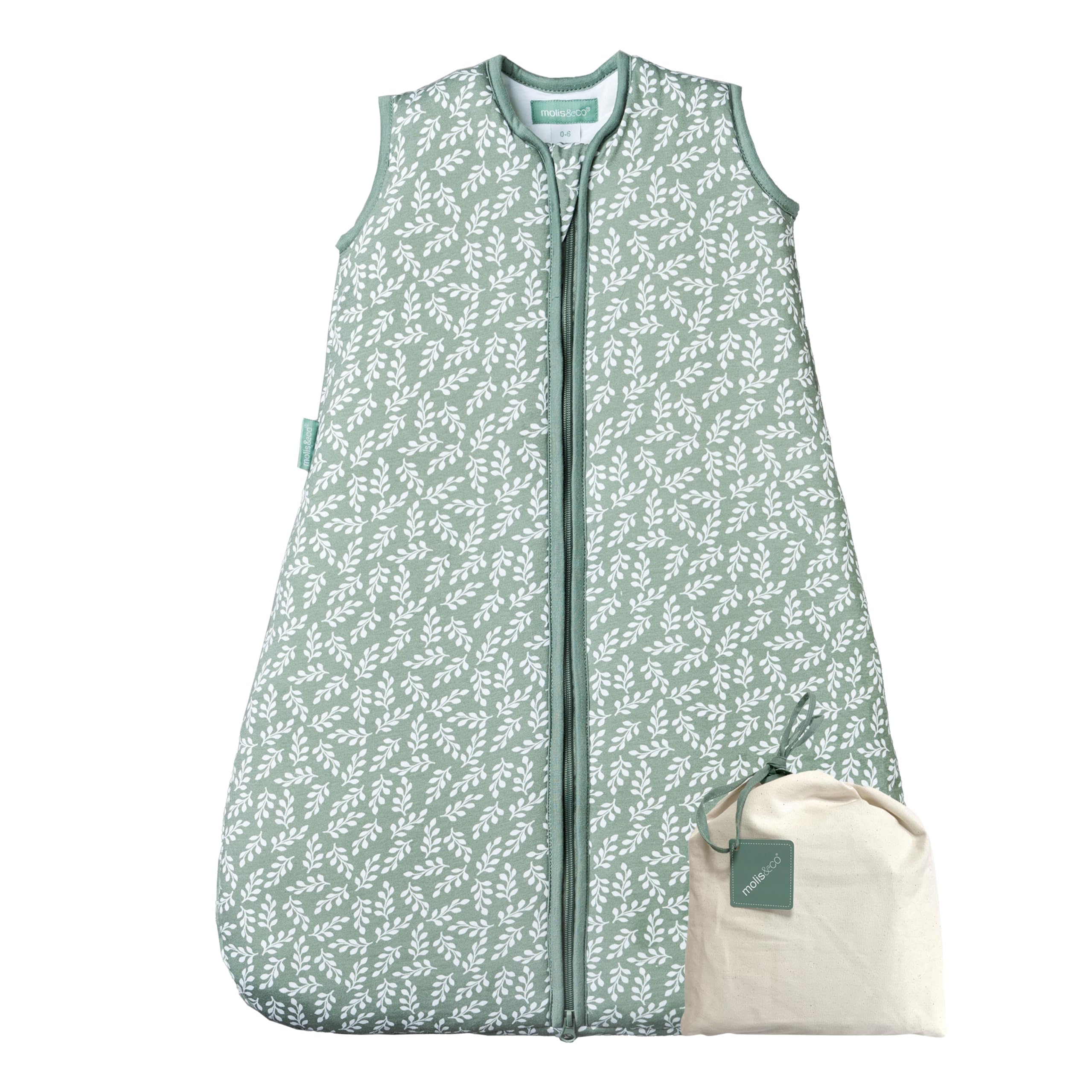 Molis&co - Babyschlafsack ärmellos - Premium Qualität - Green Garden (70 cm, 0-6 Monate) OEKO-TEX OEKO-TEX OEKO-TEX