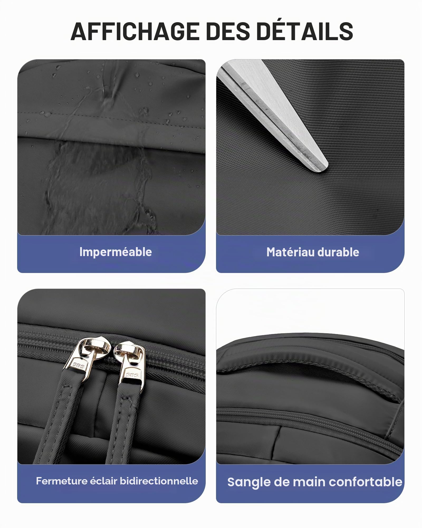 Sac a Dos Voyage Cabine Avion Sous Vide 40x30x20, Sac de Compression Bagage Cabine avec Airbag, Bagage à Main Imperméable -Noir