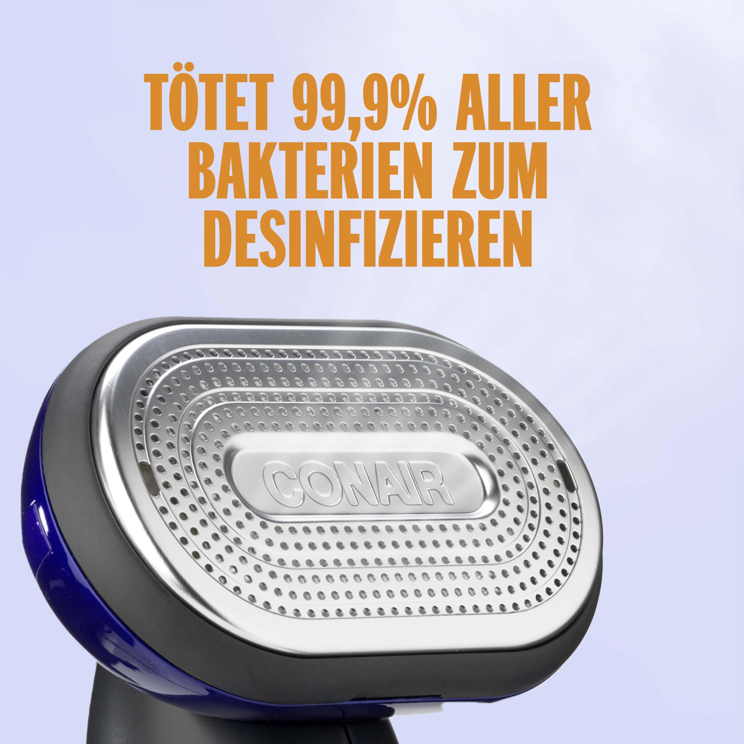 Conair 2-in-1 Steam & Iron Turbo Dampfglätter und Bügeleisen | 4 Einstellungen | Dampfleistung 33g/Min. | 10 Sek. Aufheizzeit | 3 Aufsätze alle Stoffarten | blau/schwarz