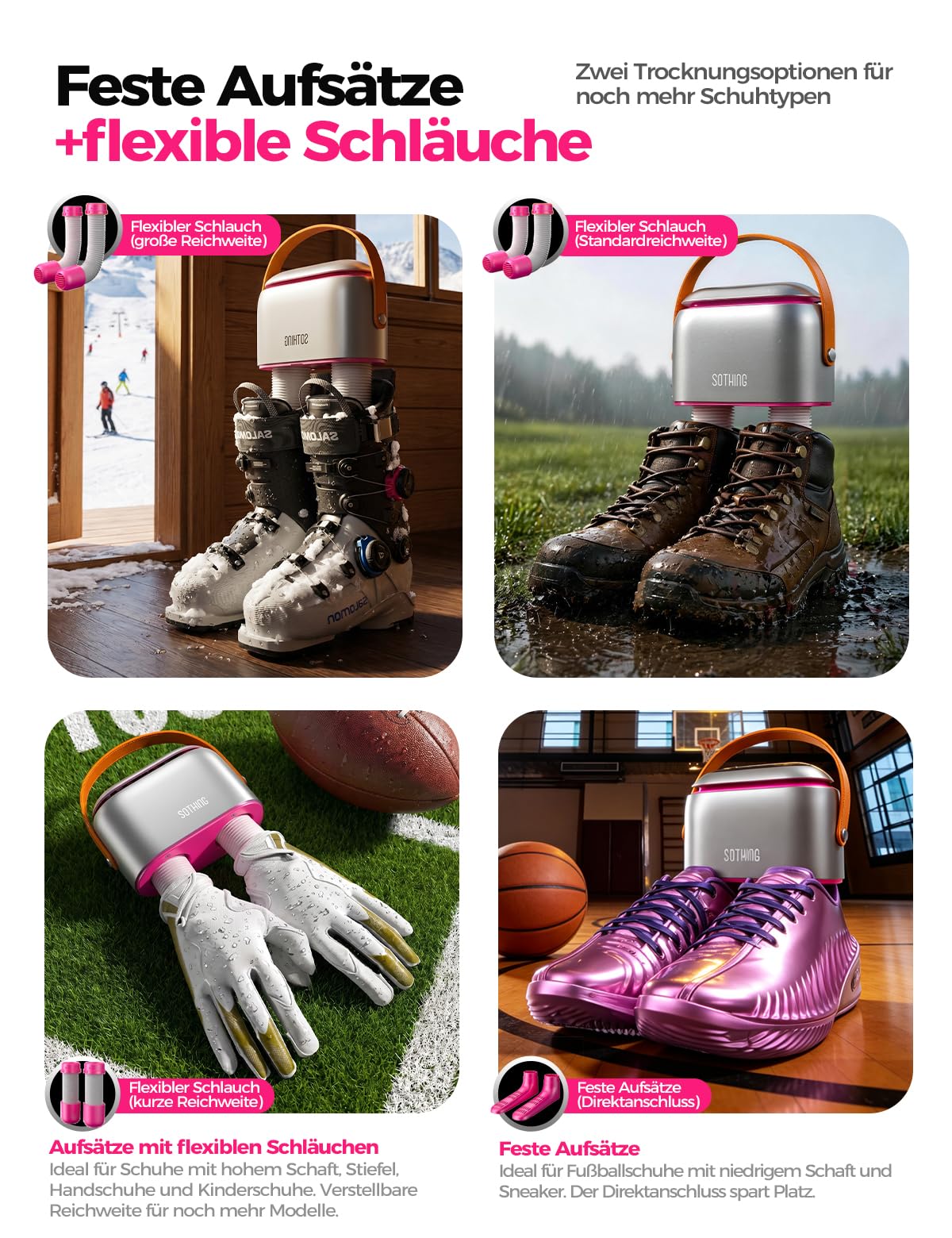 SOTHING Schuhtrockner elektrisch mit Ozon für Fussballschuhe und Stiefel
