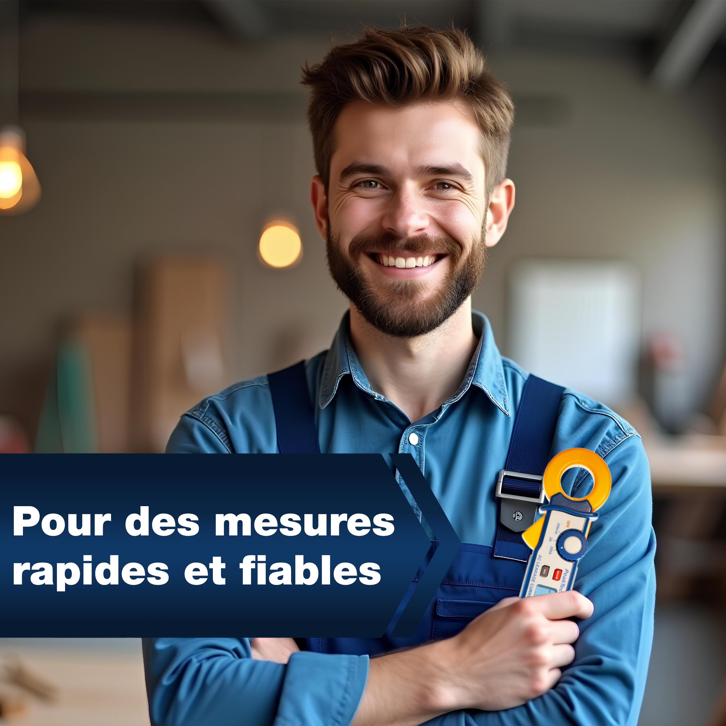 PeakTech 1636 Pince Ampèremétrique de Courant de Fuite AC jusqu’à 200A, Résolution 100 µA, Écran LCD, CAT II 600V, Mesure Précise