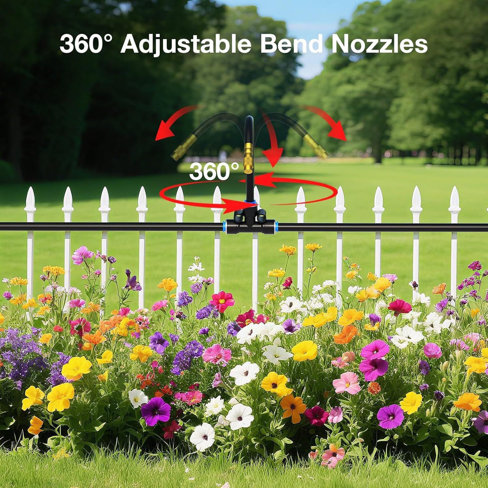 Gartenbewässerungsset mit 360-Grad Messingdüsen, 1/4-Zoll Schlauch für Terrasse und Gewächshaus, Pflanzenpflege, Tropfbewässerungsset, Bewässerungsschlauch, Gartennebel, verstellbare Düse, schnell