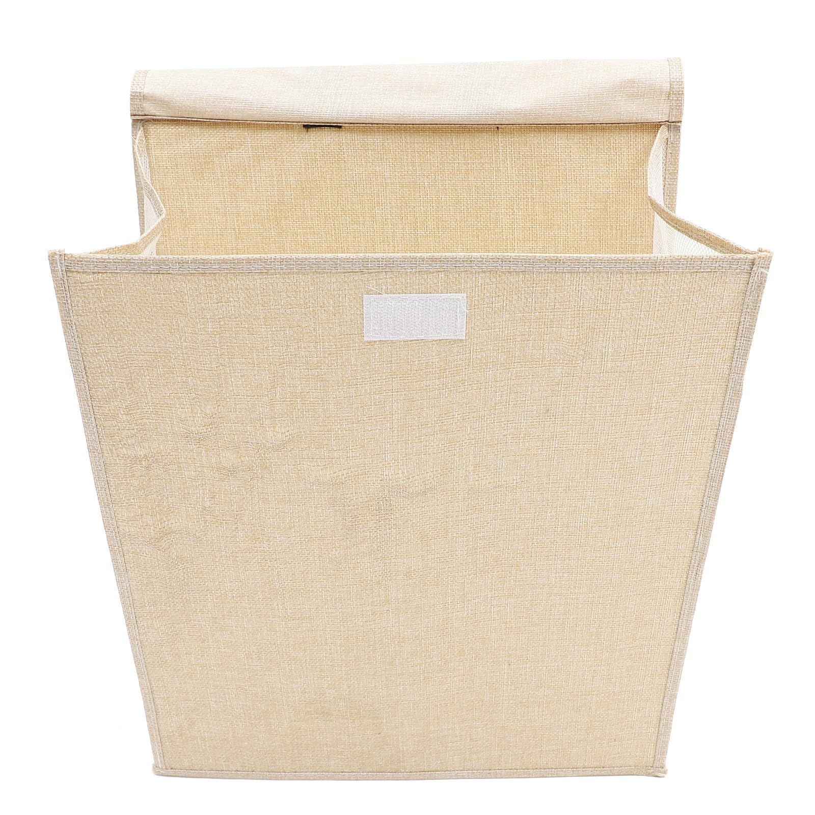 Cesta para ropa sucia de algodón y lino beige mediana para lavandería
