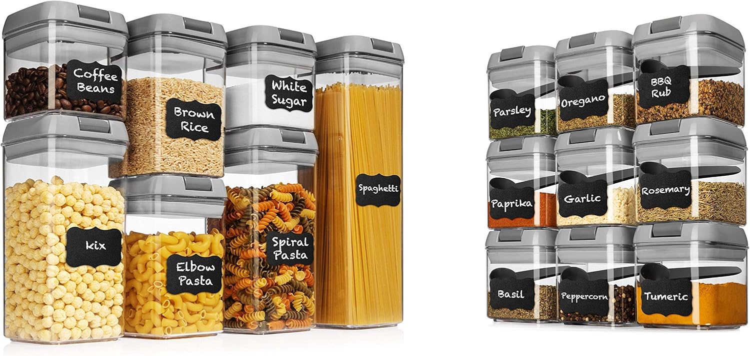 Shazo 7 Airtight Containers Set with 9 Airtight Spice