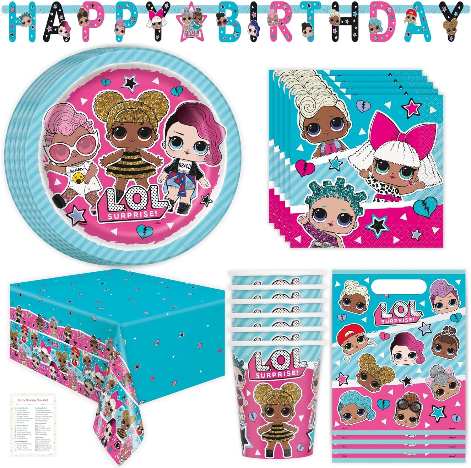 Unique LOL Surprise Birthday Party Decorations Pack for 16