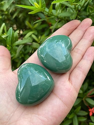 Miniatura 2 de Corazones de piedras preciosas de aventurina verde, corazones hinchados de aventurina verde pulido, piedra de palma de cristal de aventurina verde,