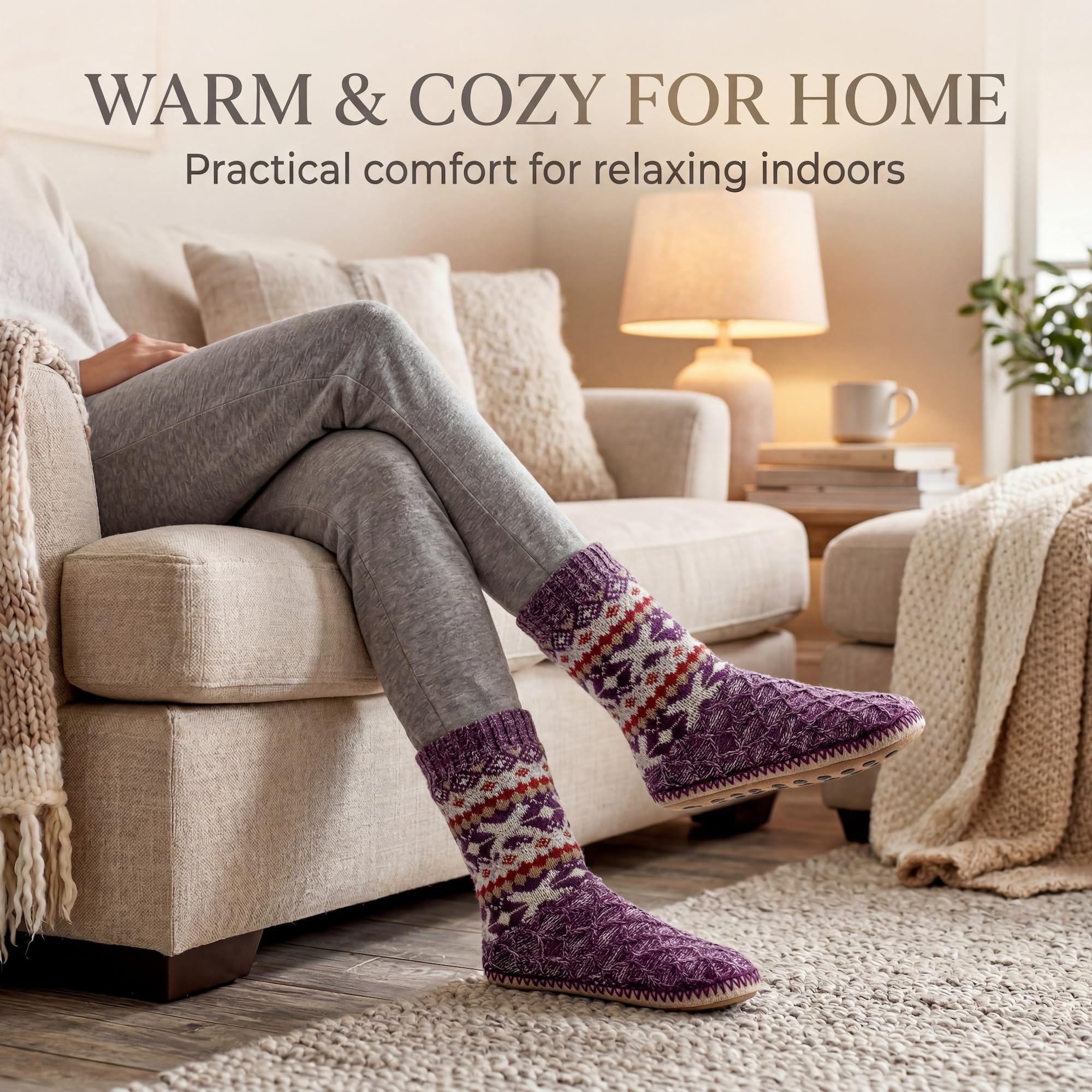 cosyone1997 Calcetines para mujer, botas cálidas y mullidas, zapatos de interior esponjosos de invierno, regalos de Navidad únicos