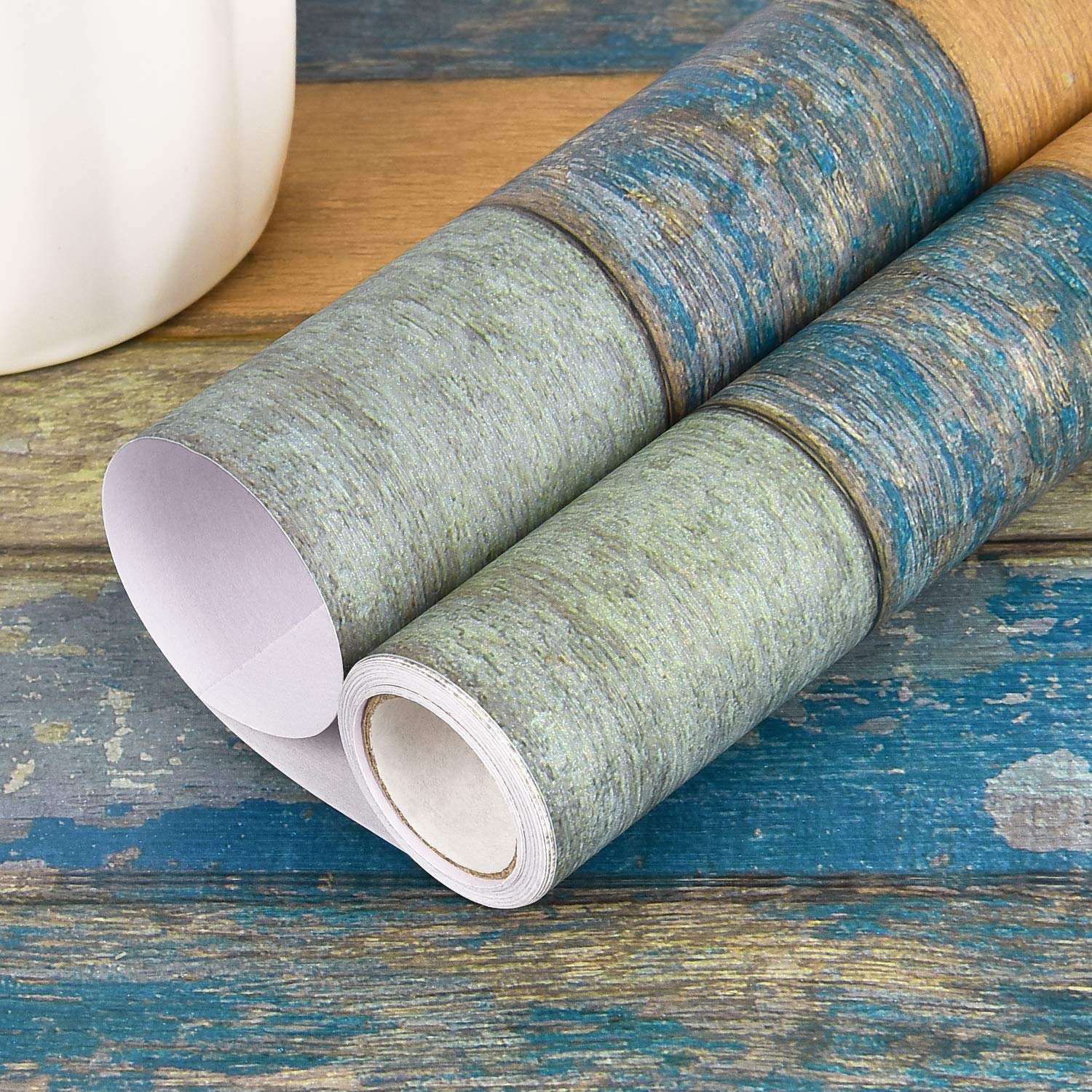 Buy 17.71" x 394" Wood Plank Contact Paper Wallpaper Distressed Wood