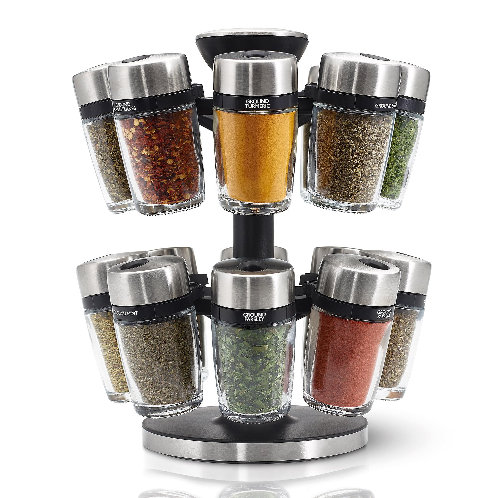 Cole & Mason Herb And Spice Carousel Silver, 16 Jar, H121808