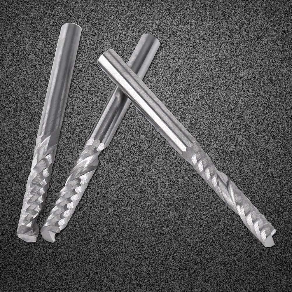 Akozon 10pcs Unique FlûTe Fraise en Bout CNC Outil Bits DiamèTre 3.175mm Longueur du Bord de Coupe 22mm Fraise CNC