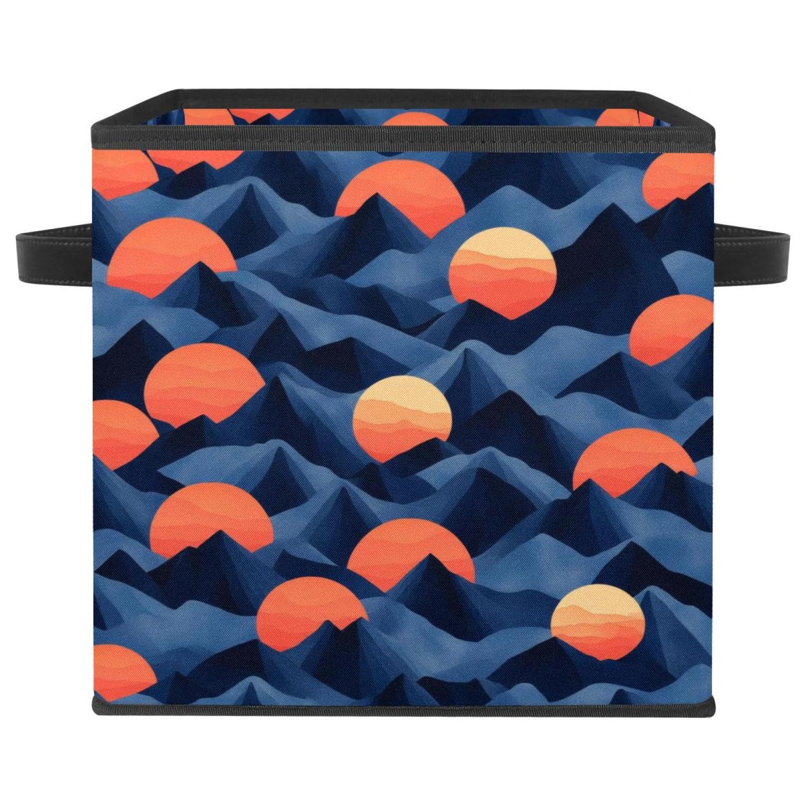 Cube de rangement Sunset Mountain grand panier tissu pliable avec poignées vêtements